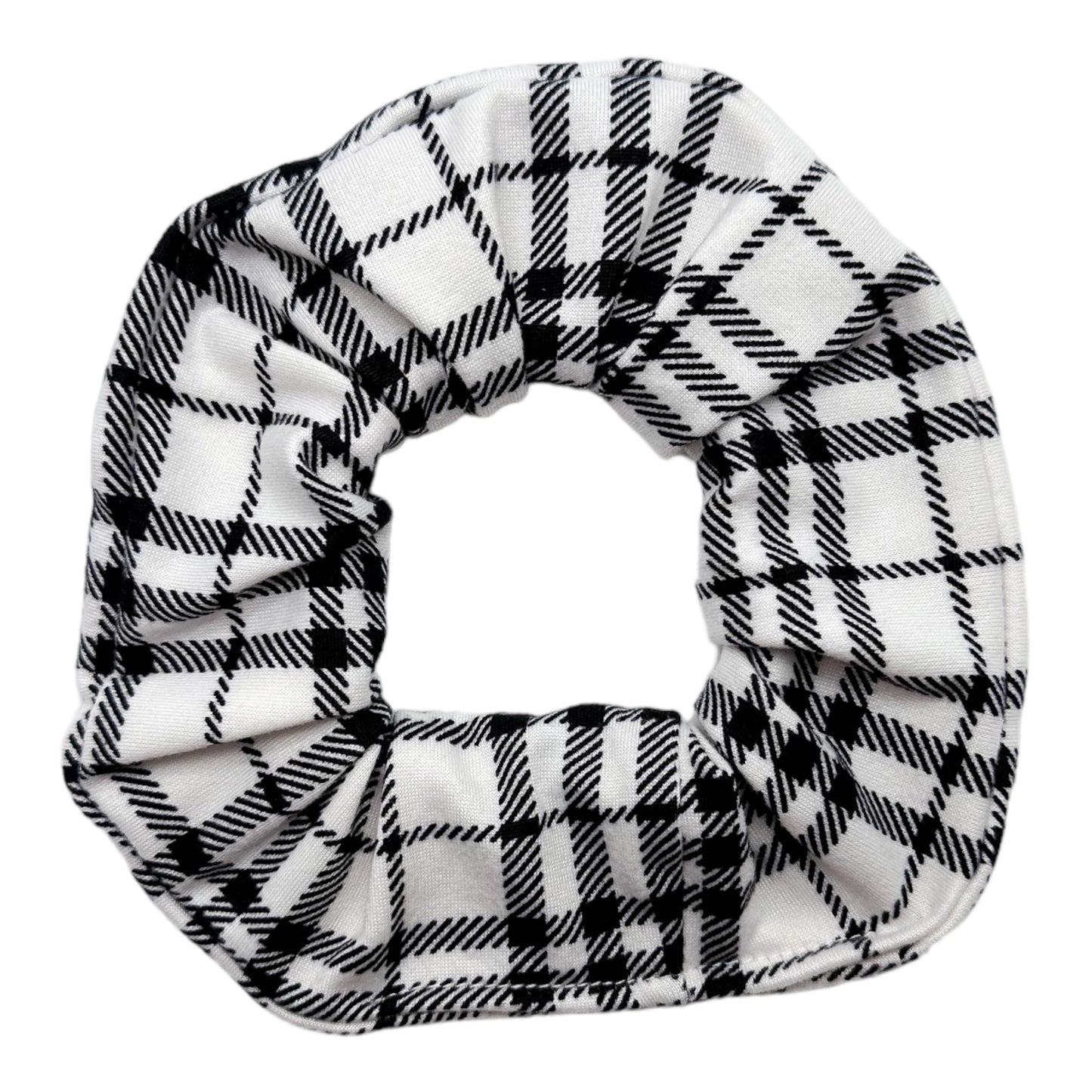 WHITE & BLACK FLANNEL - REGULAR SCRUNCHIE