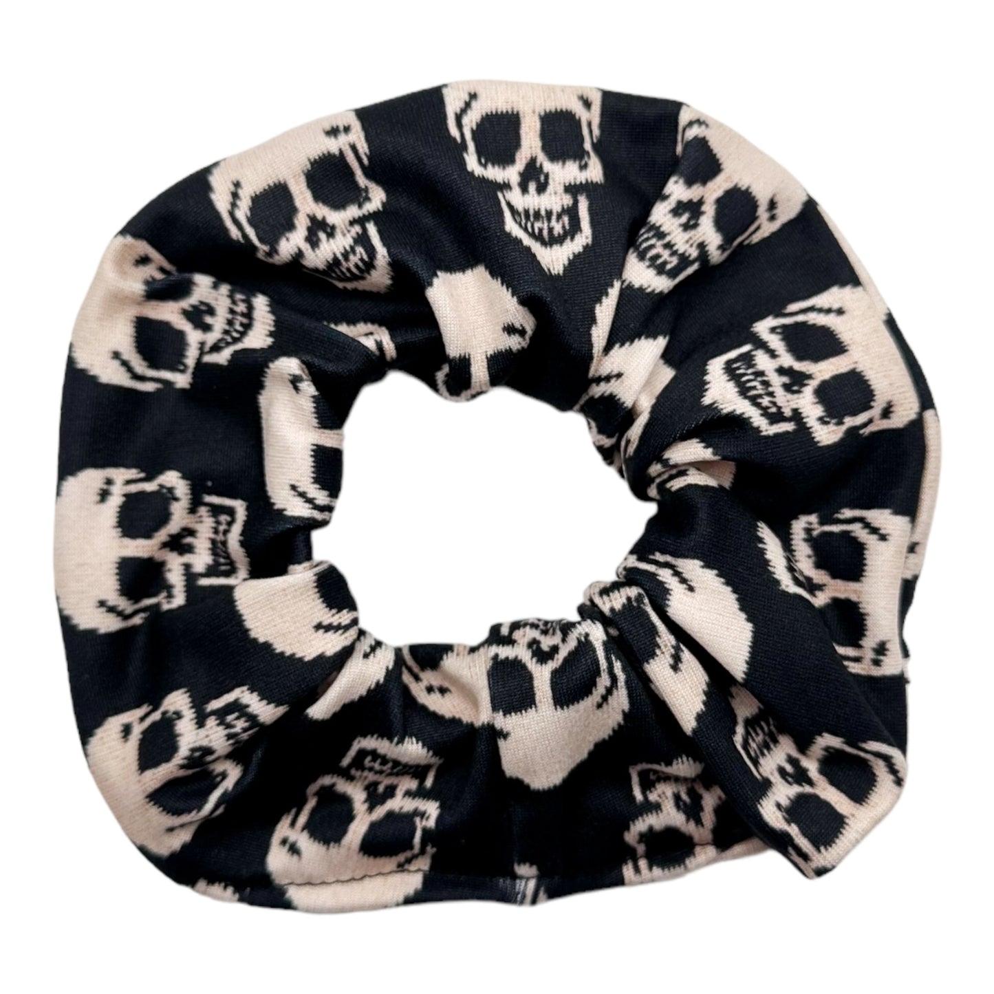 BLACK - KNIT SKULLS - REGULAR SCRUNCHIE