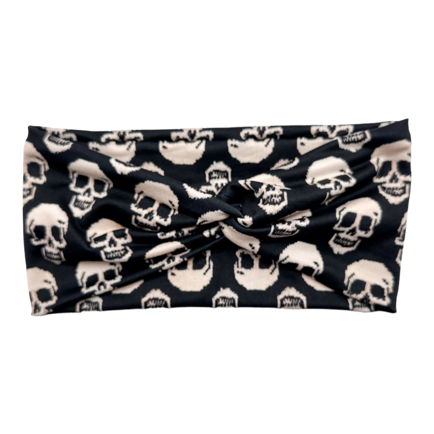 BLACK - KNIT SKULLS - FRONT KNOT