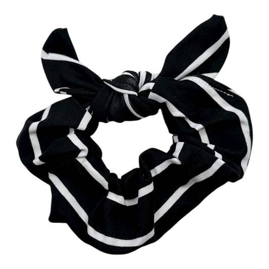 BLACK W/ WHITE STRIPE - BOW SCRUNCHIE