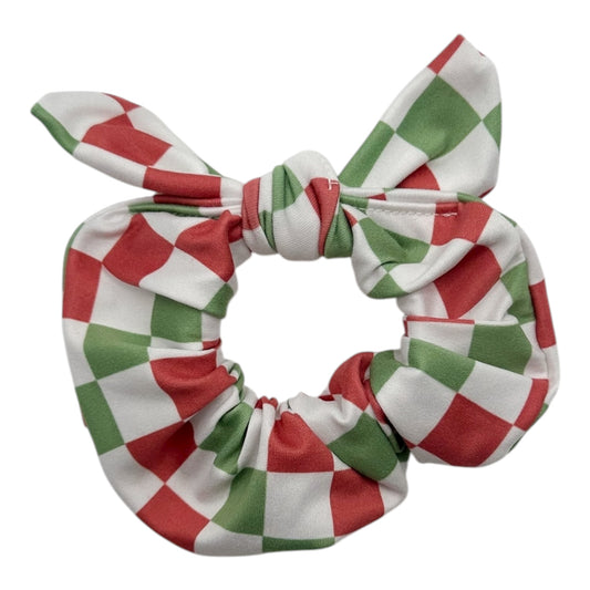 RED/GREEN/WHITE CHECKERS - BOW SCRUNCHIE