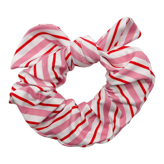 PINK & RED STRIPES - BOW SCRUNCHIE