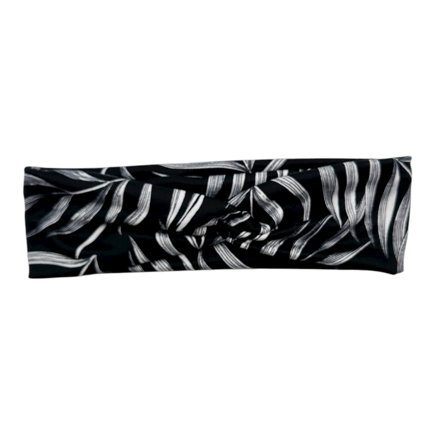 BLACK W/ WHITE PALM LEAVES - TINY KNOT