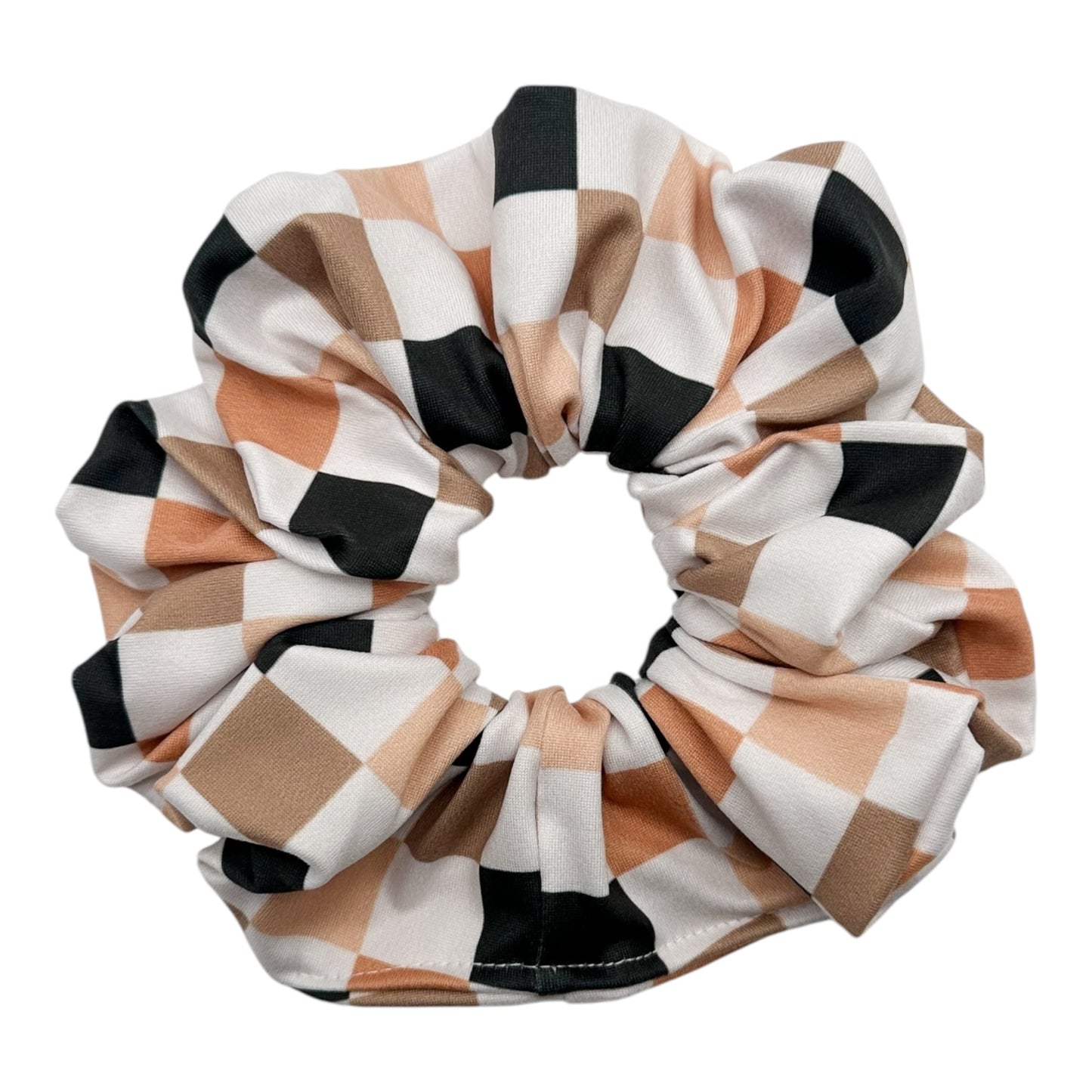 BLACK/WHITE/TAN CHECKERS - OVERSIZED SCRUNCHIE