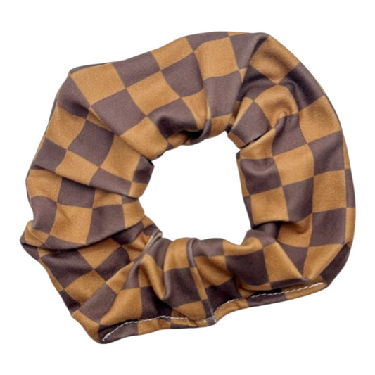 BROWN CHECKERS - REGULAR SCRUNCHIE