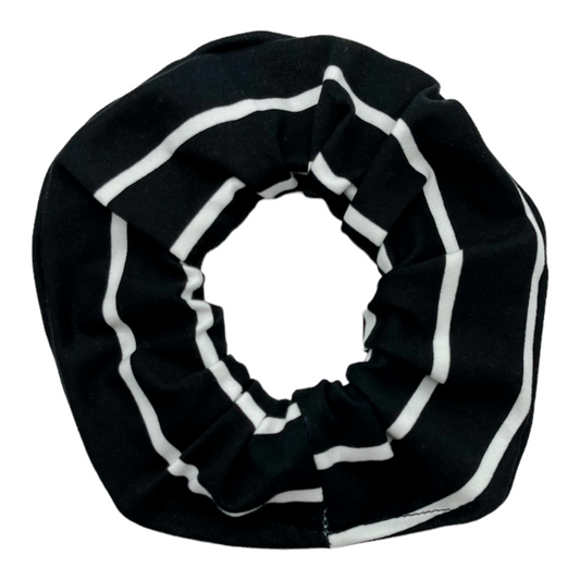 BLACK W/ WHITE STRIPE - REGULAR SCRUNCHIE