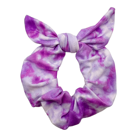 PURPLE & WHITE TIE-DYE - BOW SCRUNCHIE