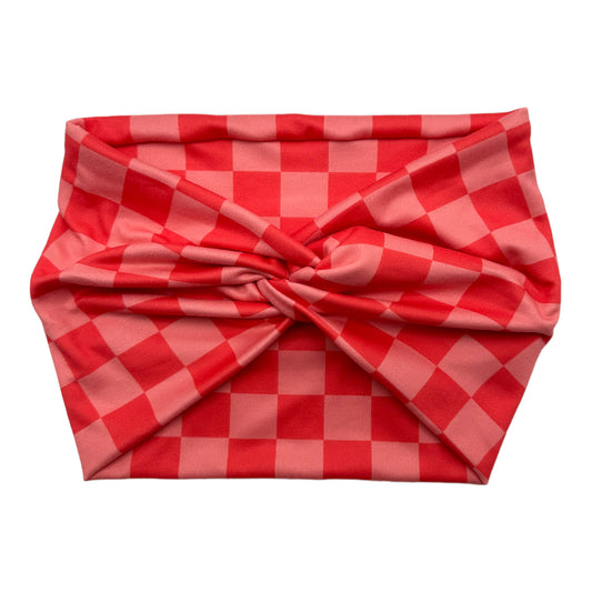 CORAL RED & PINK CHECKERS - THICK KNOT