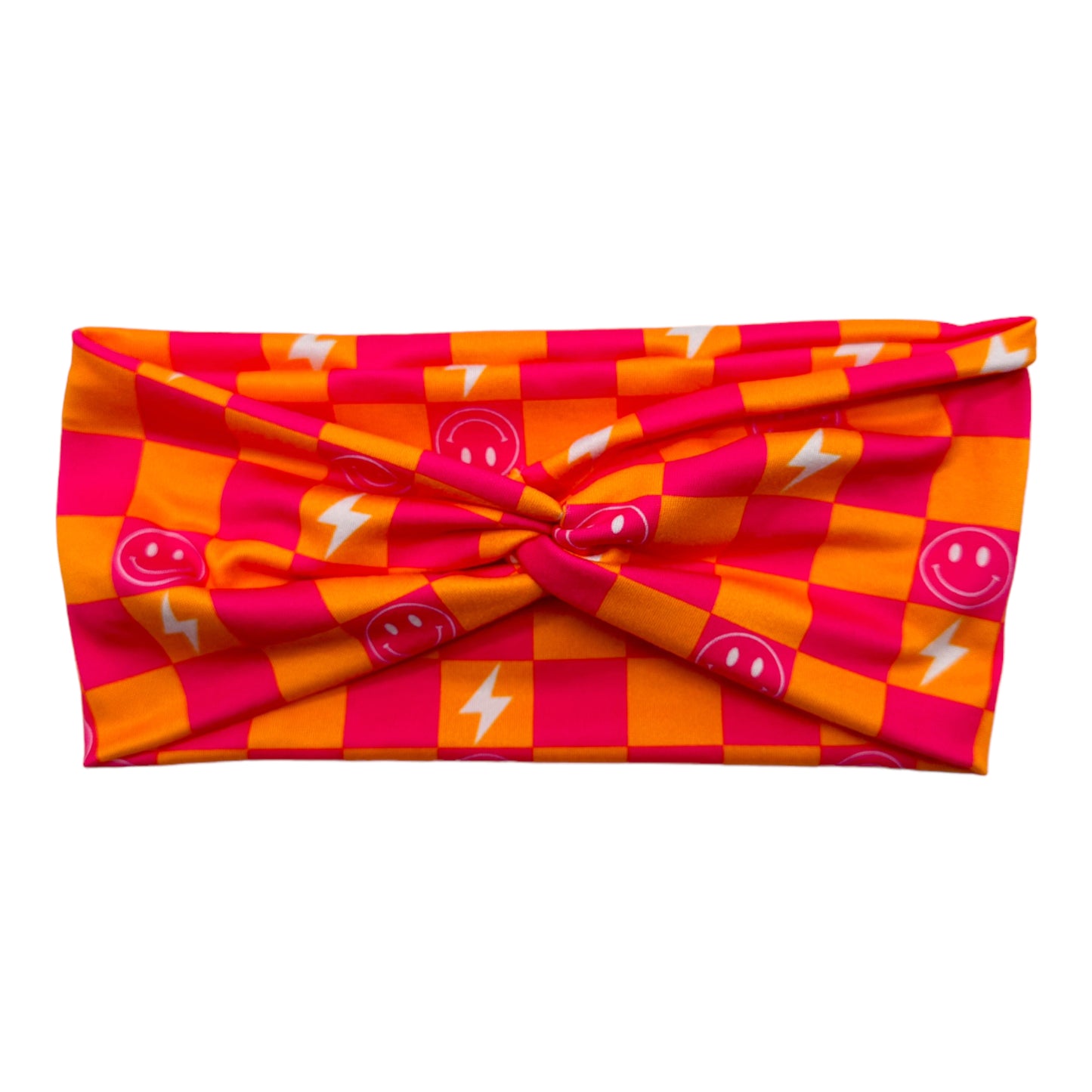 ORANGE & PINK CHECKERS - FRONT KNOT
