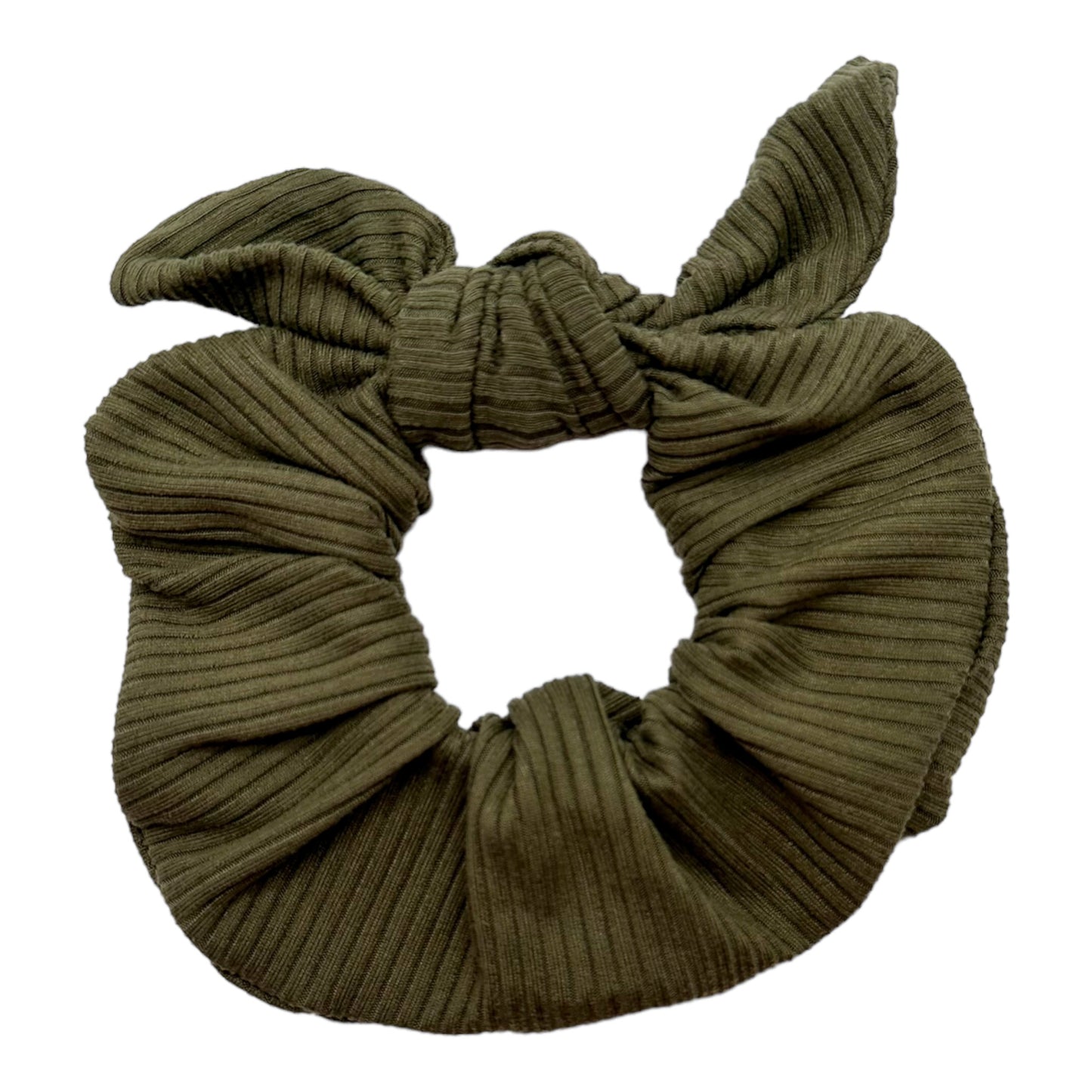 RIBBED- SAGE - BOW SCRUNCHIE