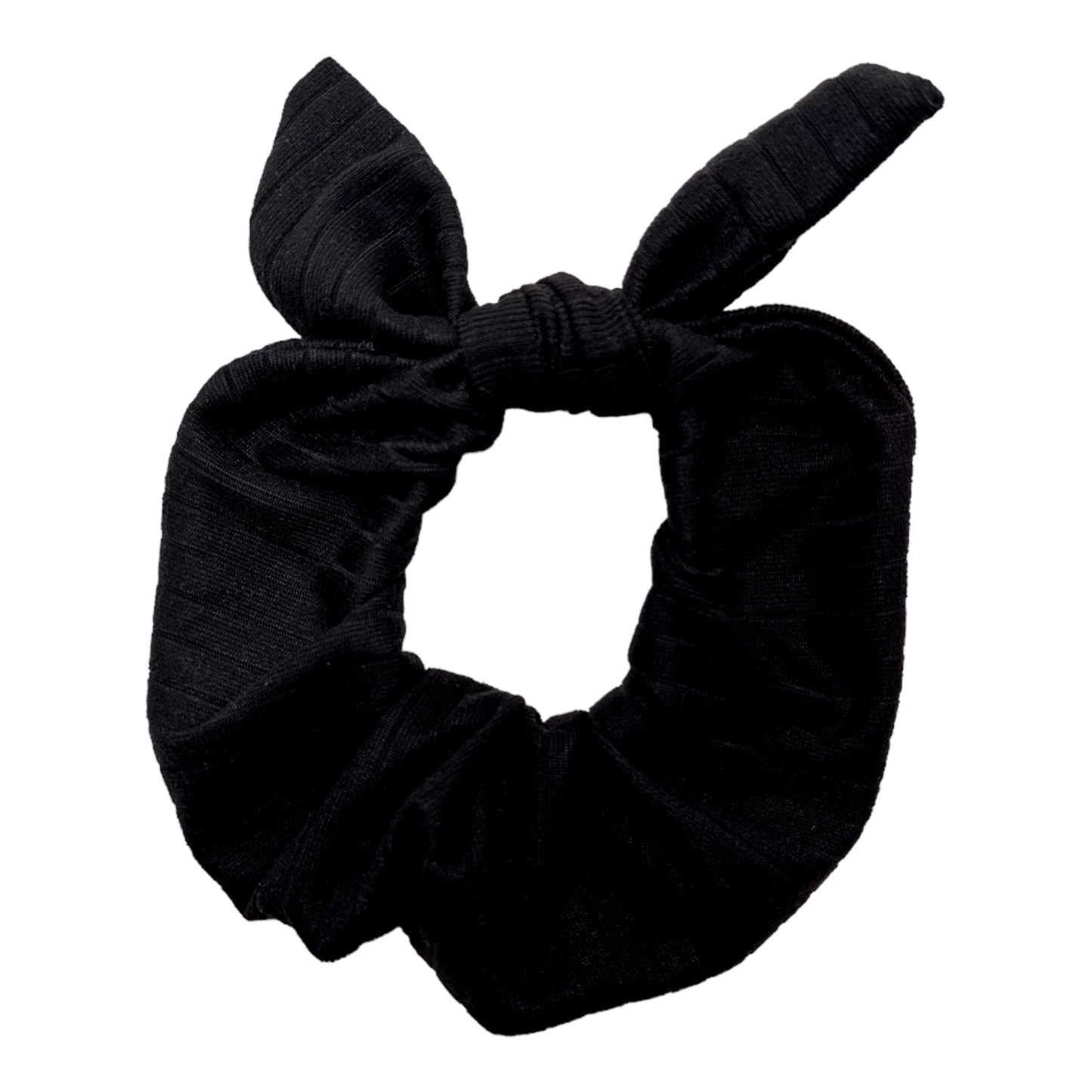 RIBBED - BLACK - BOW SCRUNCHIE