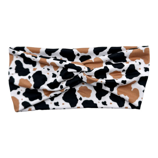 BLACK & TAN COW PRINT - FRONT KNOT