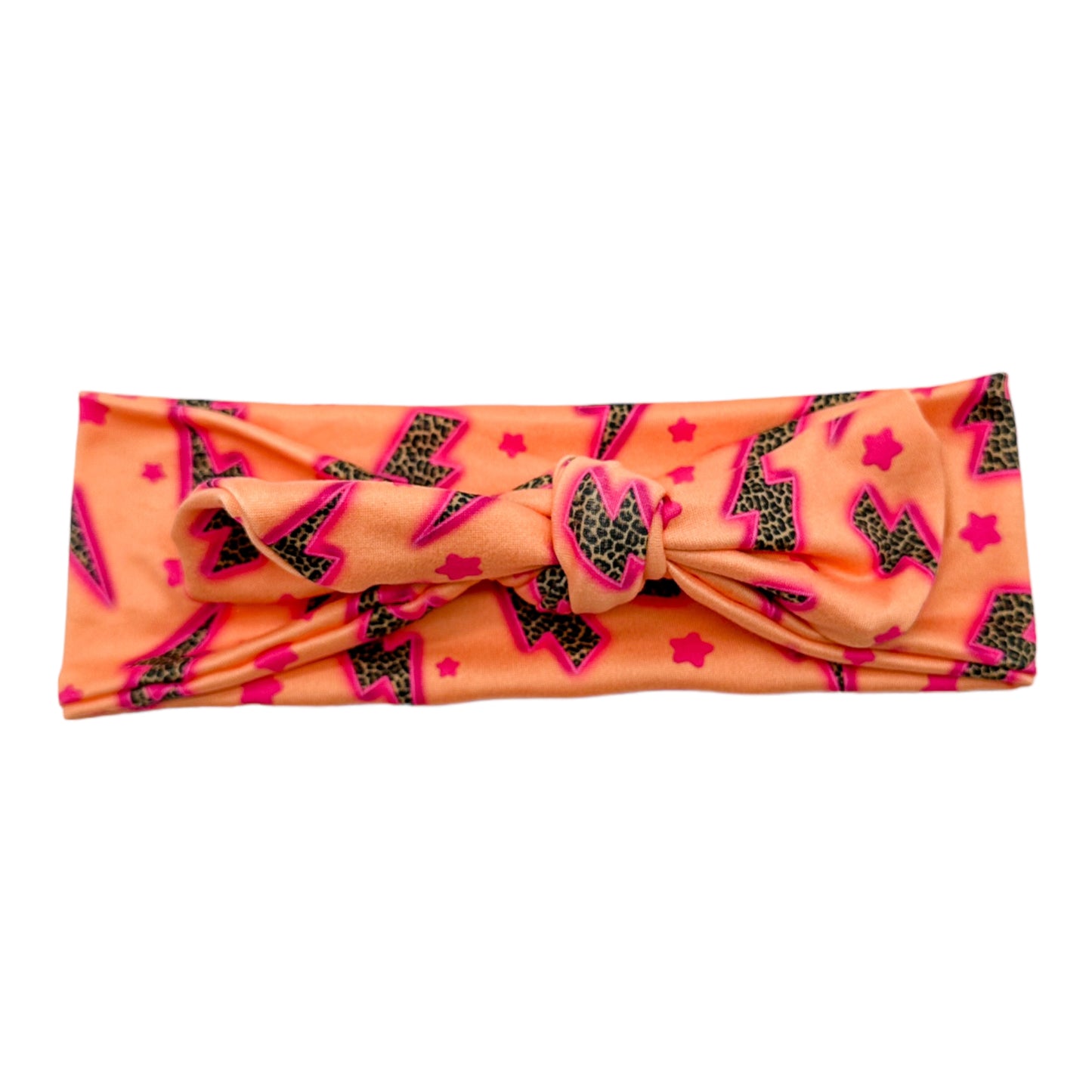LEOPARD LIGHTNING BOLTS ON CORAL - TIE