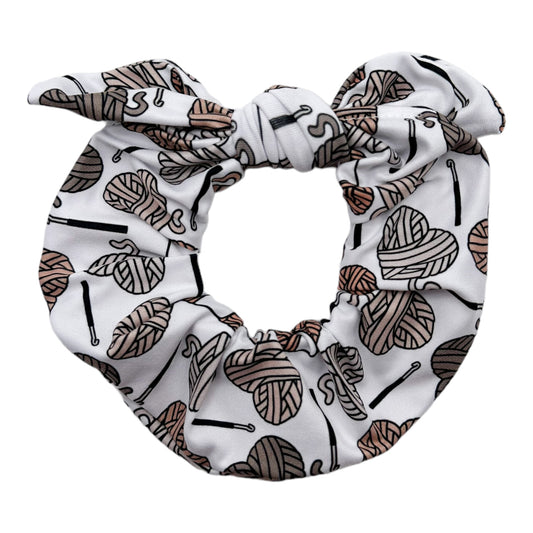 NEUTRAL CROCHET - BOW SCRUNCHIE