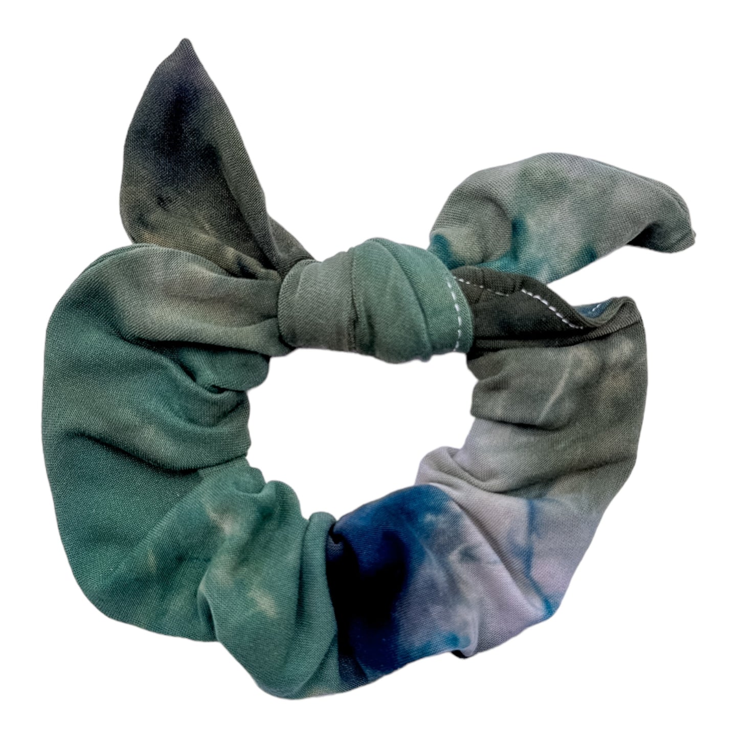 OLIVE & NAVY TIE-DYE - BOW SCRUNCHIE