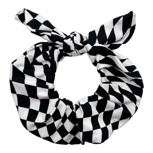 GROOVY B&W CHECKERS - BOW SCRUNCHIE