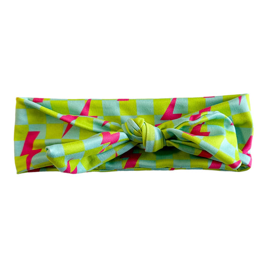 PINK BOLTS ON NEON CHECKERS - TIE