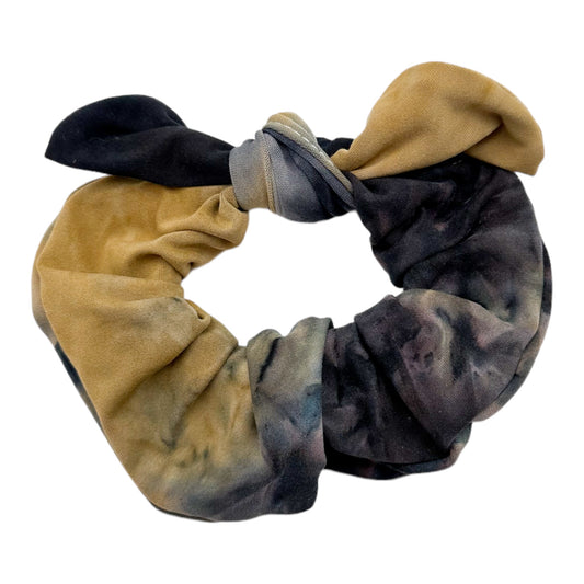 NAVY & TAN TIE-DYE - BOW SCRUNCHIE