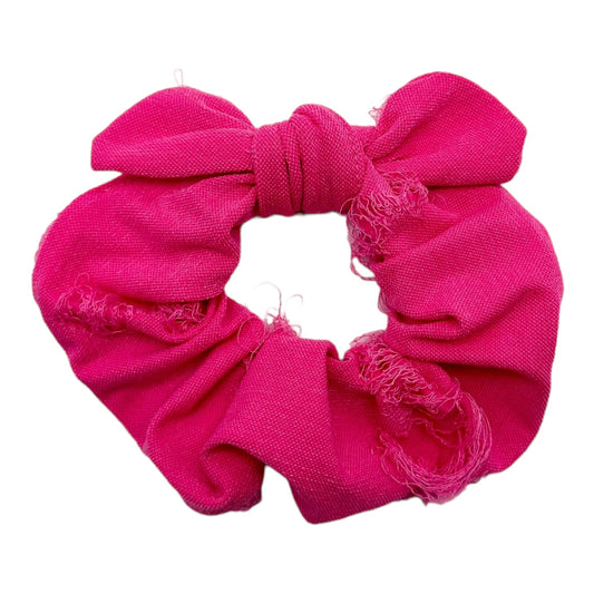 PINK - DISTRESSED - BOW SCRUNCHIE