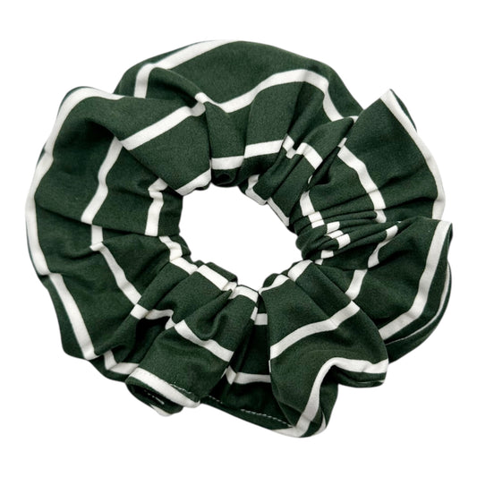 ARMY GREEN W/ WHT STRIPE - OVERSIZED SCRUNCHIE