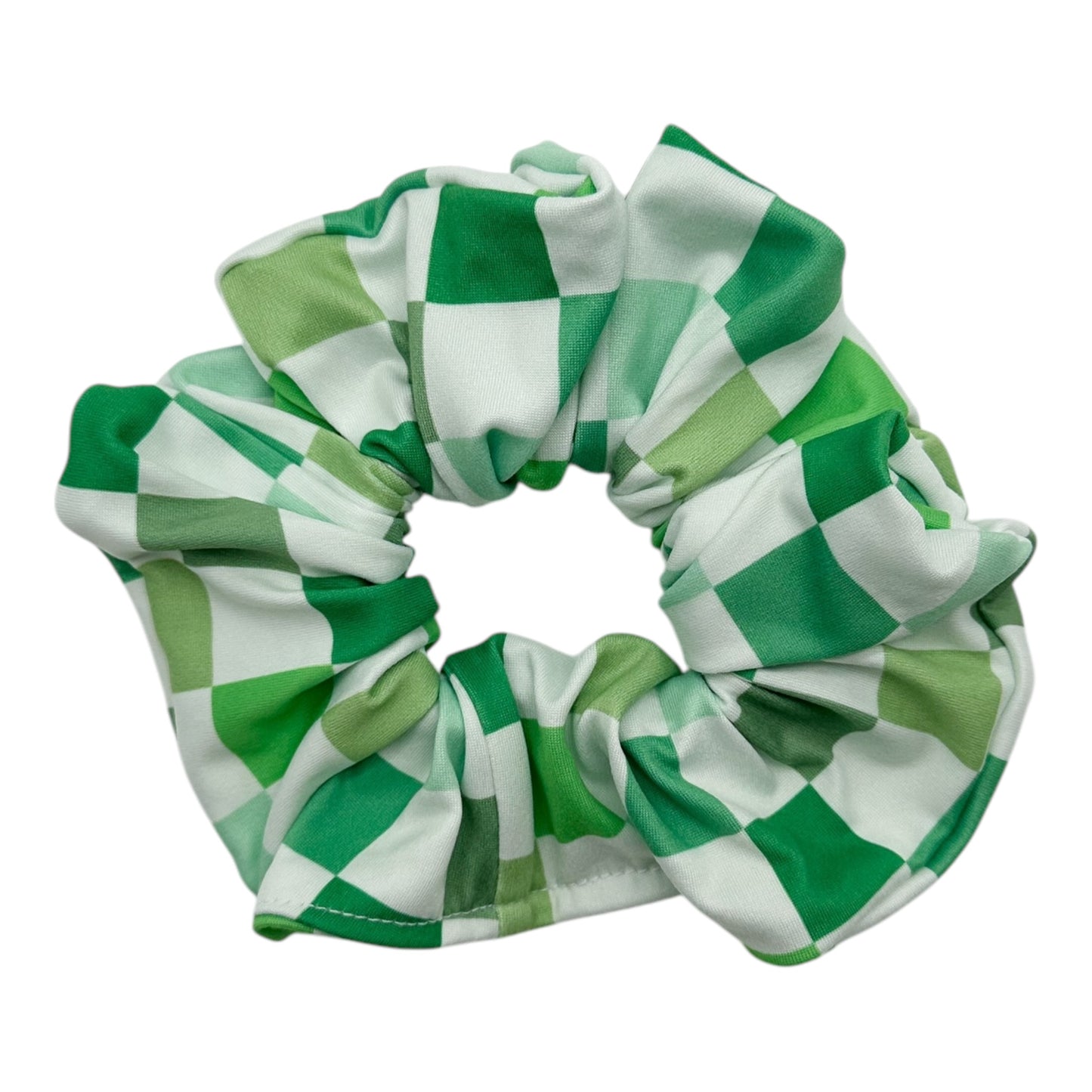 GREEN & WHITE CHECKERS - OVERSIZED SCRUNCHIE