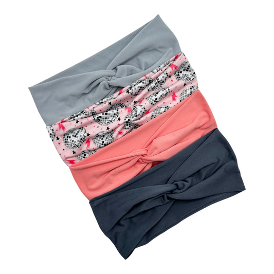 DISCO BALLS/GRAYS/PINKISH 4 PACK - FRONT KNOT