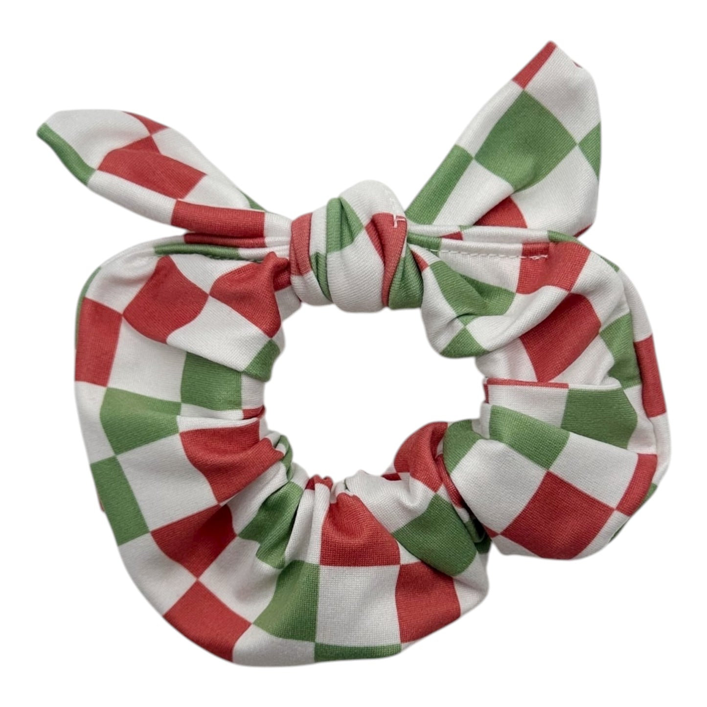 RED/GREEN/WHITE CHECKERS - BOW SCRUNCHIE