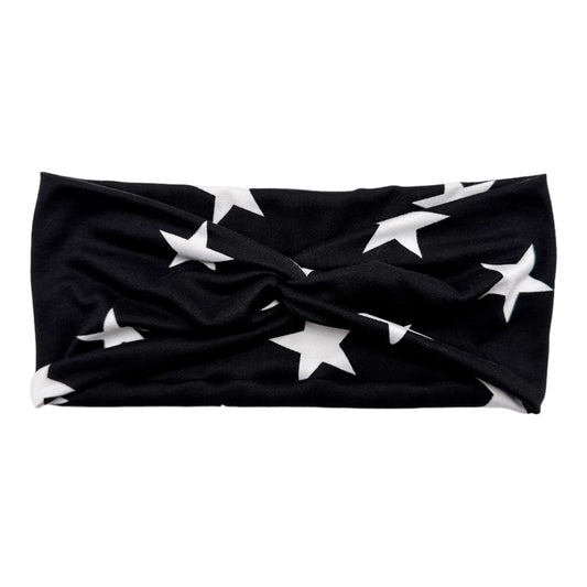 WHITE STARS ON BLACK - FRONT KNOT