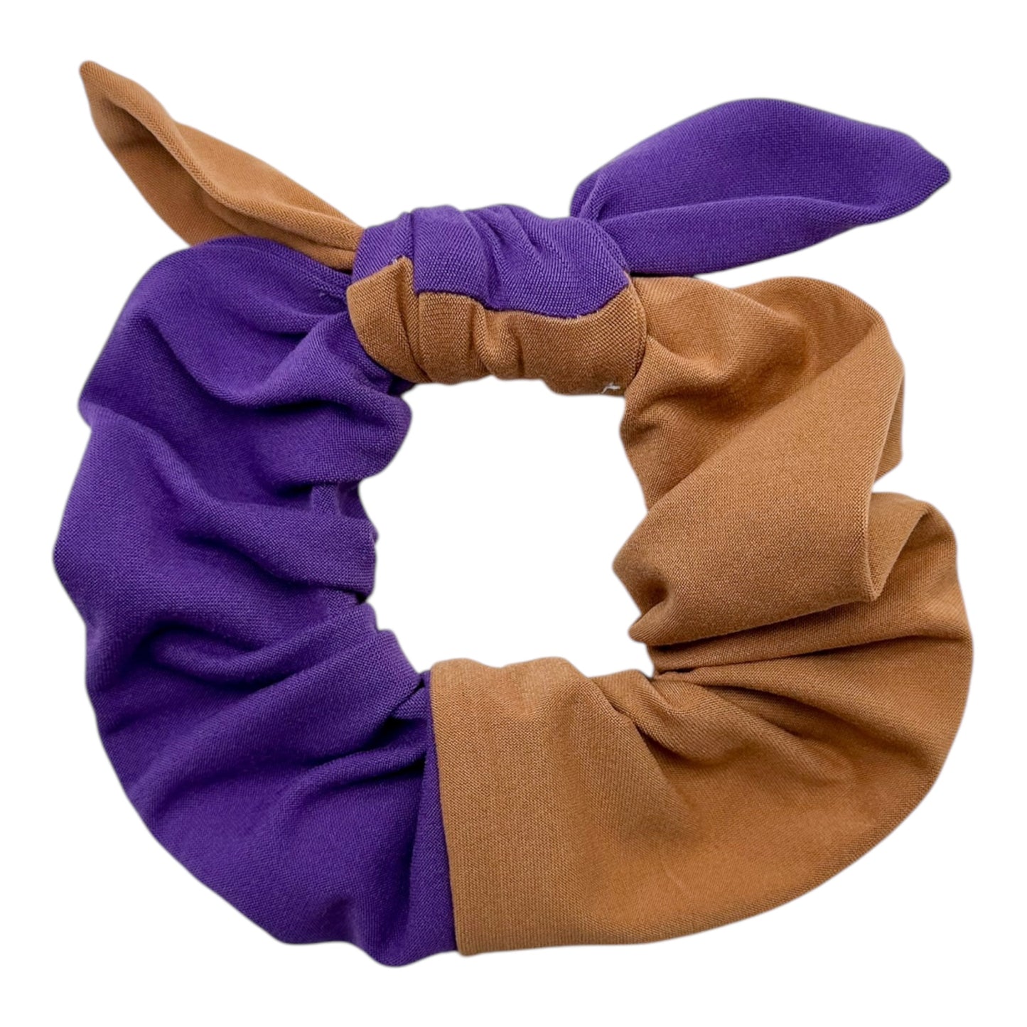 PURPLE & GOLDISH - SPLIT - BOW SCRUNCHIE