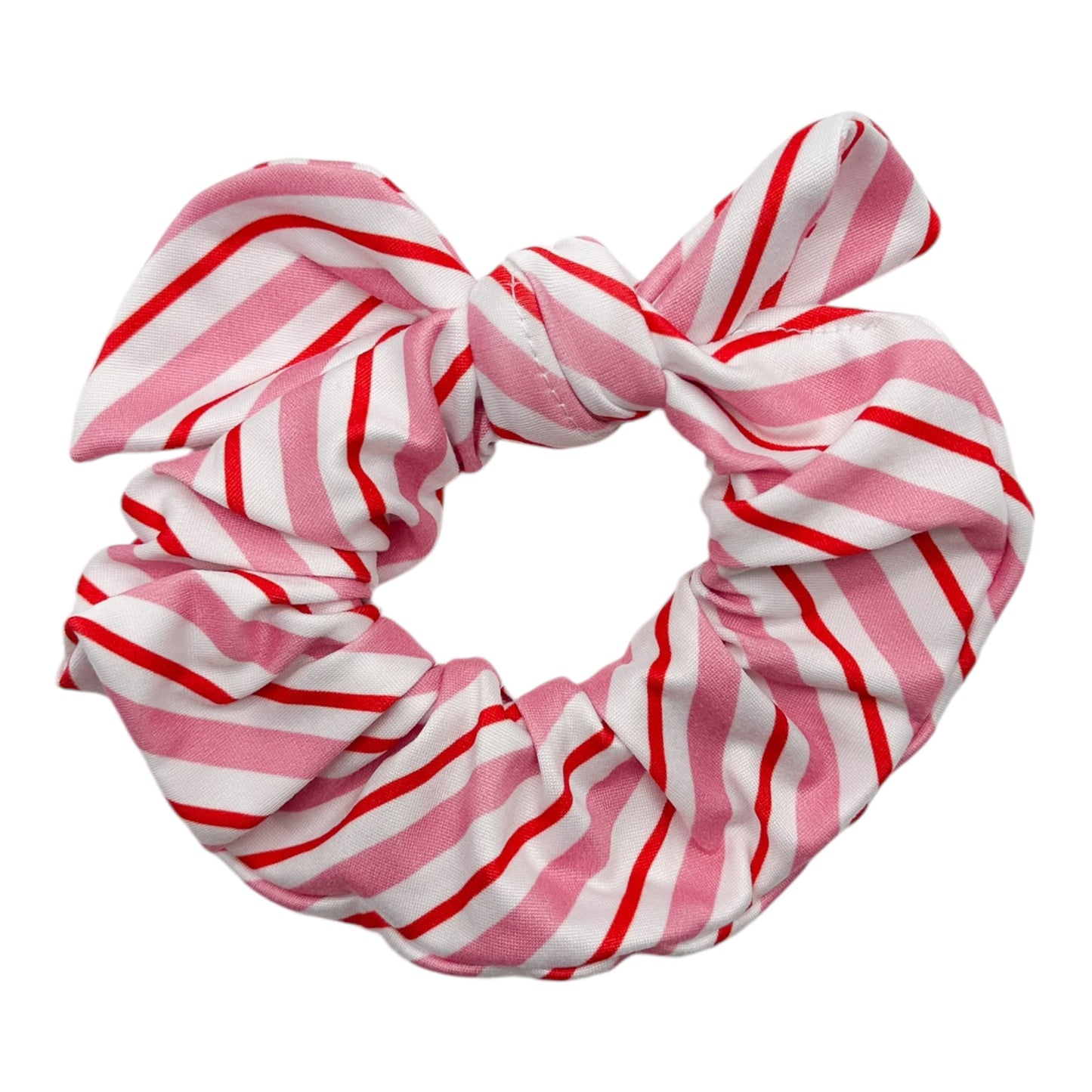 PINK & RED STRIPES - BOW SCRUNCHIE