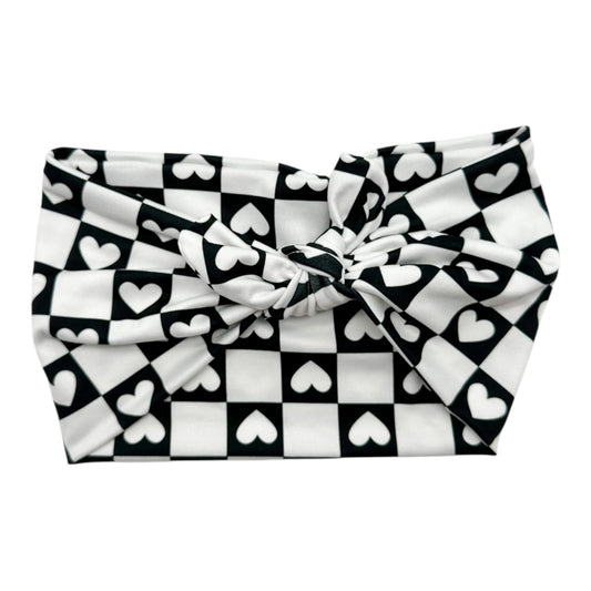 BLACK & WHITE CHECKERED HEARTS - LUXE