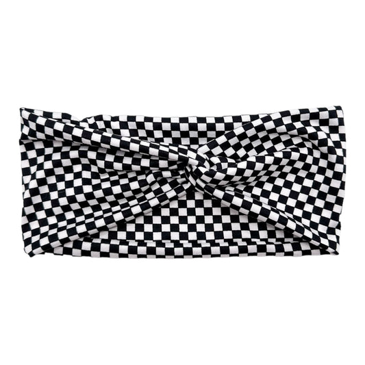 SMALL BLACK & WHITE CHECKERS - FRONT KNOT