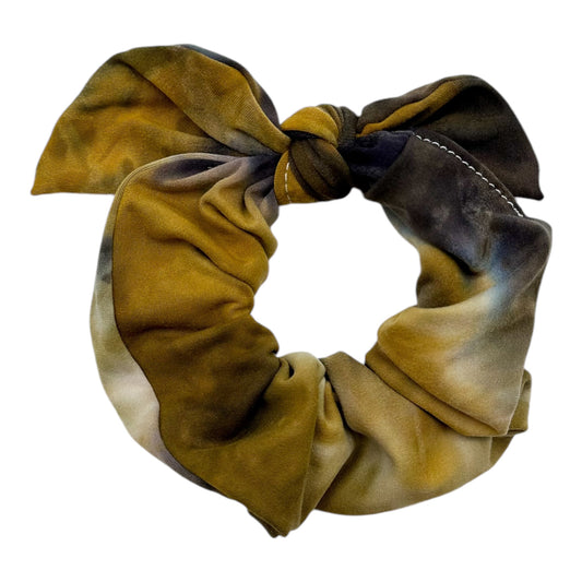 YELLOW & NAVY TIE-DYE - BOW SCRUNCHIE