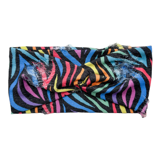 RAINBOW ZEBRA - DISTRESSED - FRONT KNOT