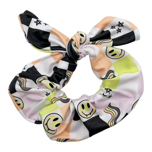 HALLOWEEN CHECKERS - BOW SCRUNCHIE