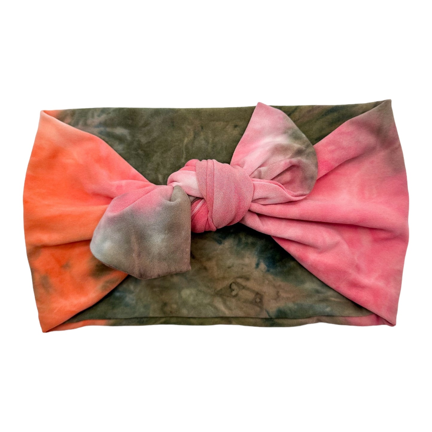 PINK / PEACH / OLIVE GREEN TIE-DYE - WIDE TIE