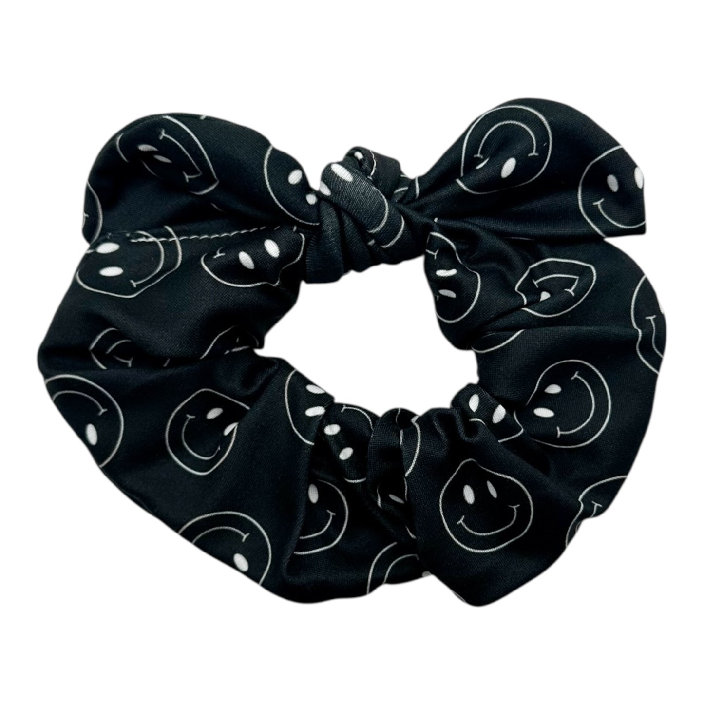 IVORY HAPPY FACES - BOW SCRUNCHIE