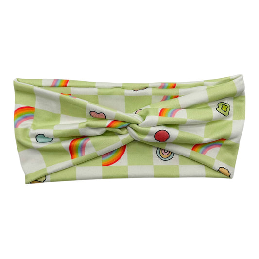 LIME & WHITE CHECKERS W/ MALLOWS - FRONT KNOT