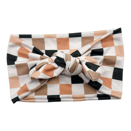 BLACK/WHITE/TAN CHECKERS - WIDE TIE