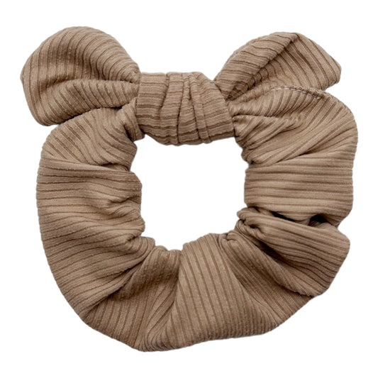 SAND - SMALL RIBBED - BOW SCRUNCHIE