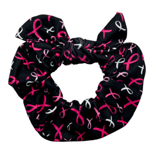 BC RIBBONS ON BLACK - BOW SCRUNCHIE