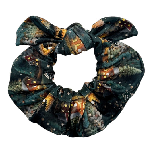 VINTAGE CHRISTMAS HOUSES - BOW SCRUNCHIE