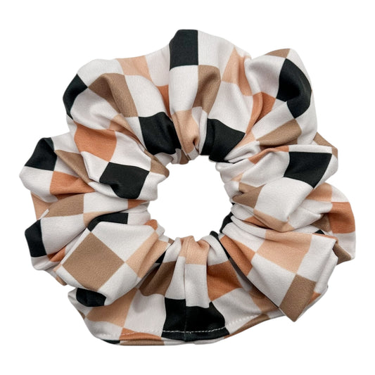 BLACK/WHITE/TAN CHECKERS  - OVERSIZED SCRUNCHIE