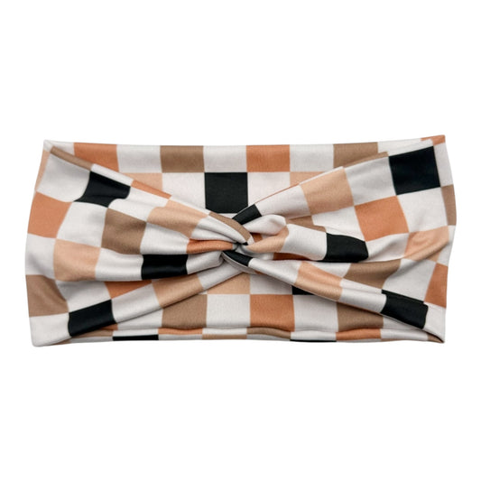 BLACK/WHITE/TAN CHECKERS - FRONT KNOT