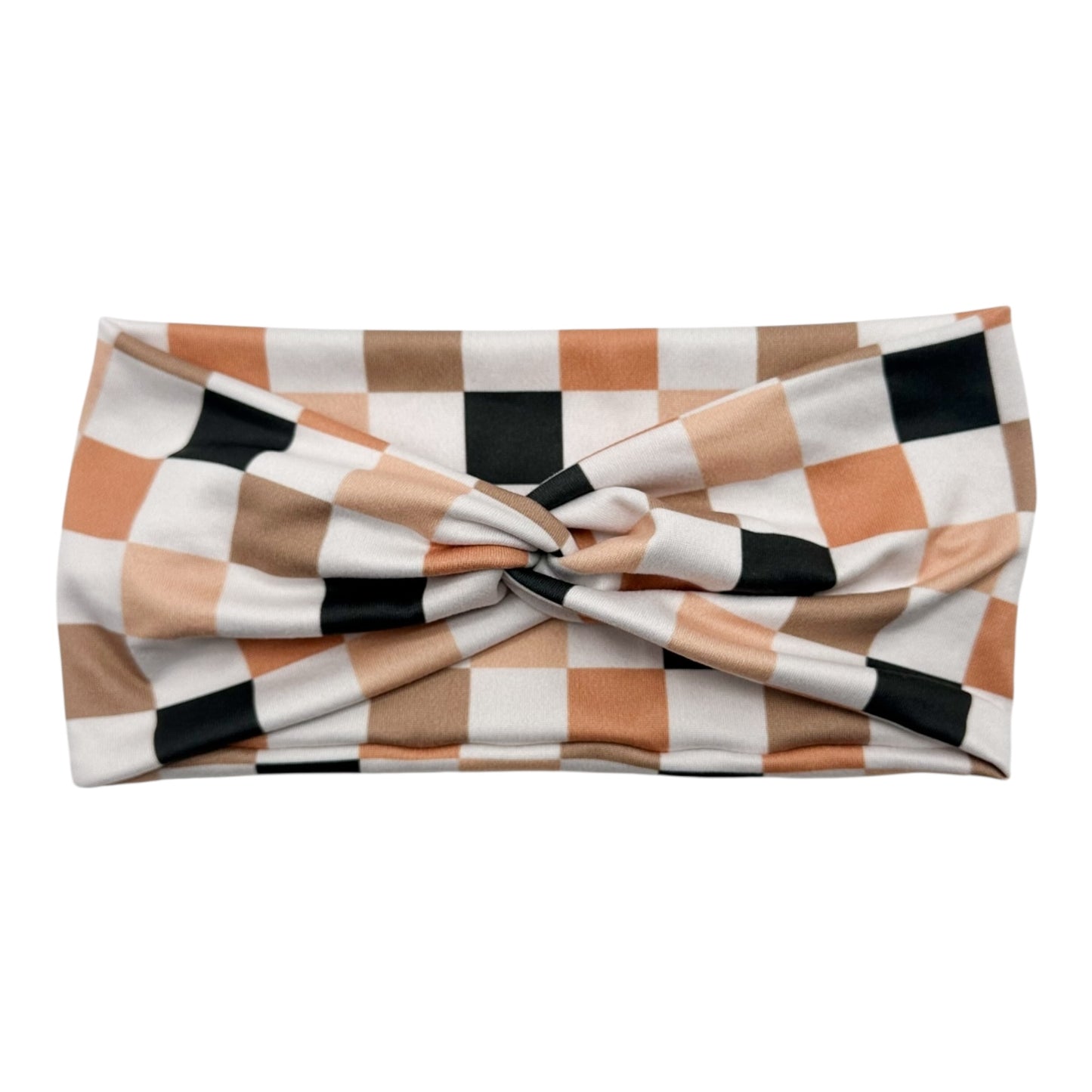 BLACK/WHITE/TAN CHECKERS - FRONT KNOT