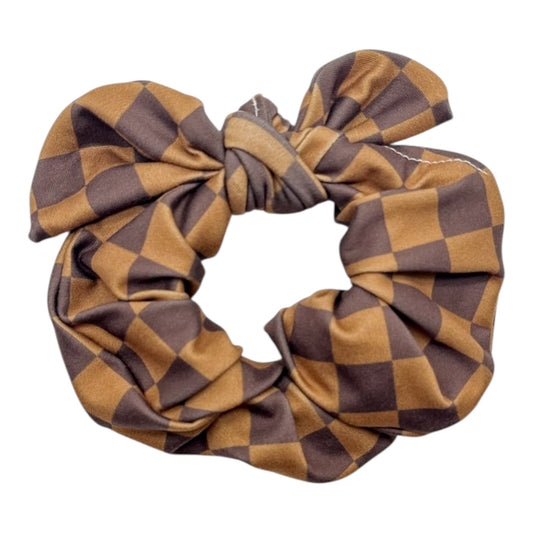 BROWN CHECKERS - BOW SCRUNCHIE