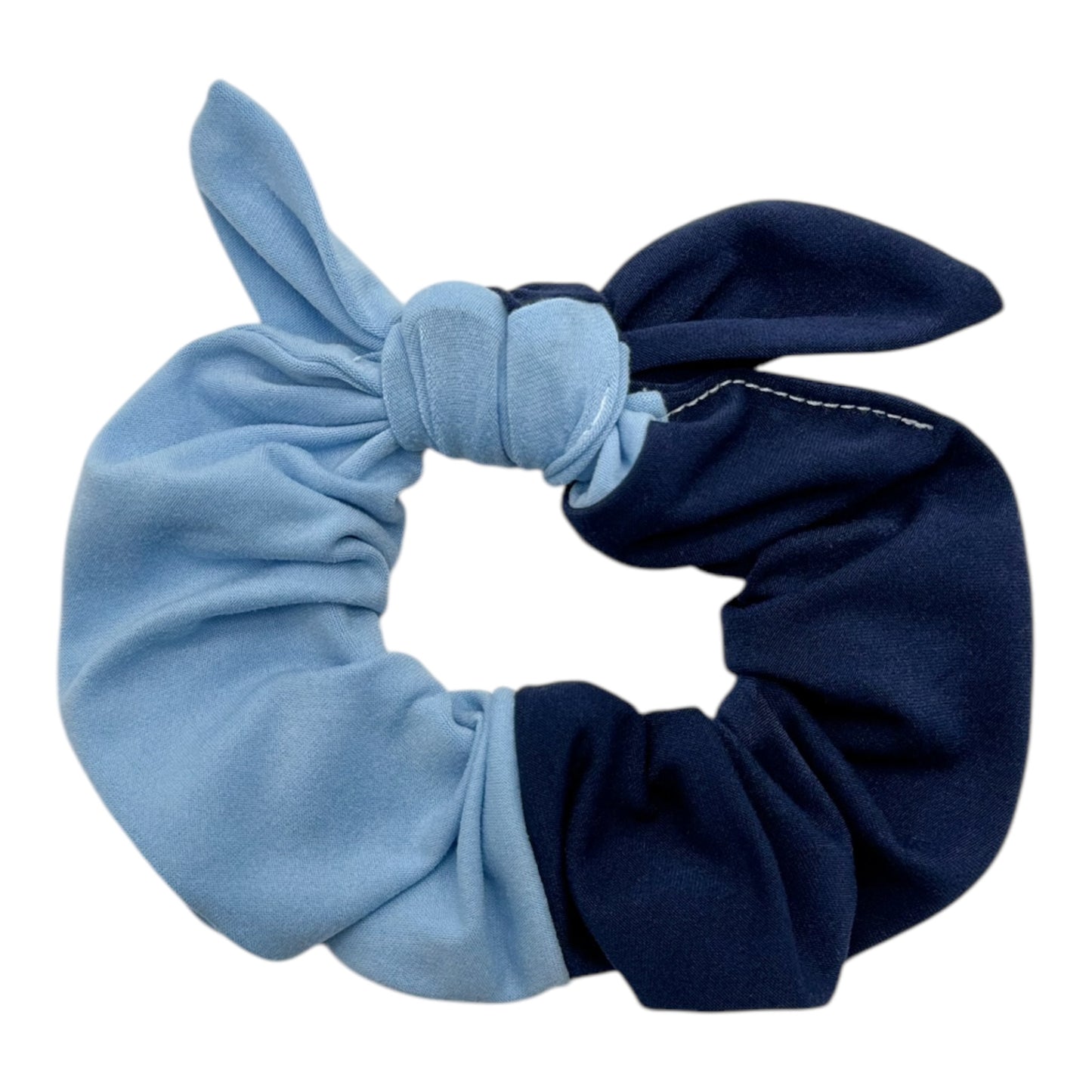 BABY BLUE & NAVY - SPLIT - BOW SCRUNCHIE