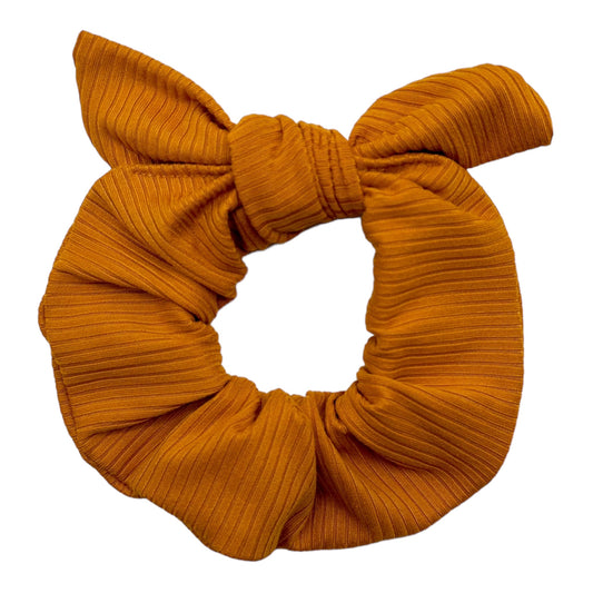 MUSTARD - SMALL RIBBED - BOW SCRUNCHIE