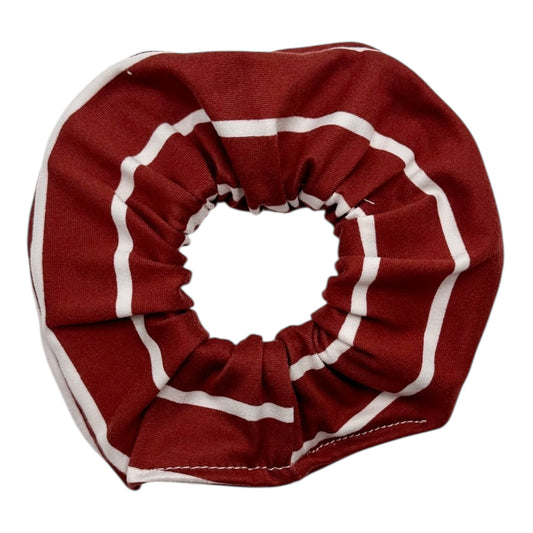 MAROON W/ WHITE STRIPES - REGULAR SCRUNCHIE