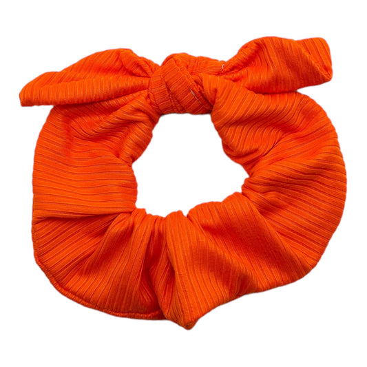 BRIGHT ORANGE - SMALL RIBBED - BOW SCRUNCHIE